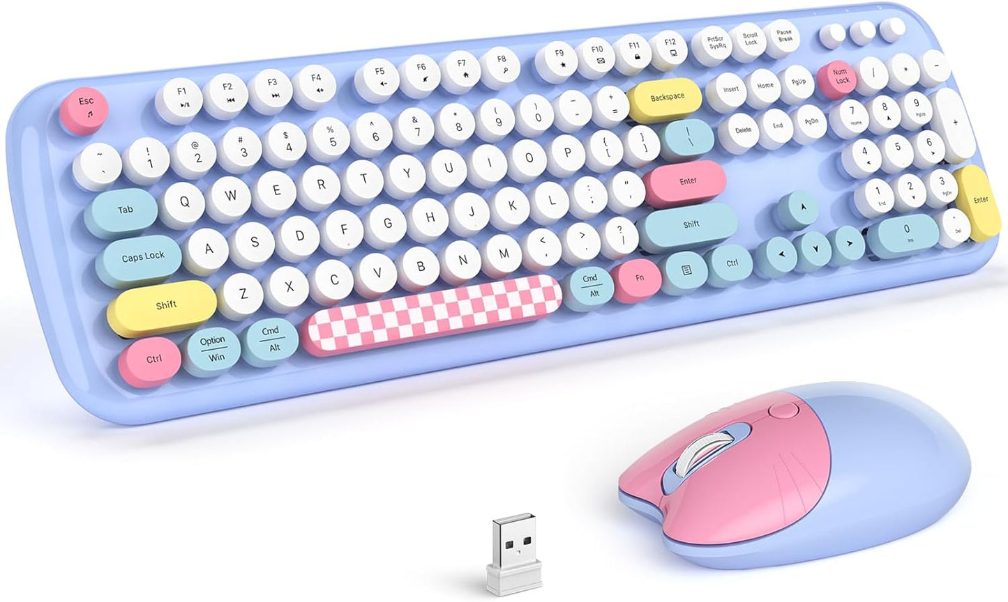 Wireless Keyboard and Mouse Combo with Retro Typewriter Design
