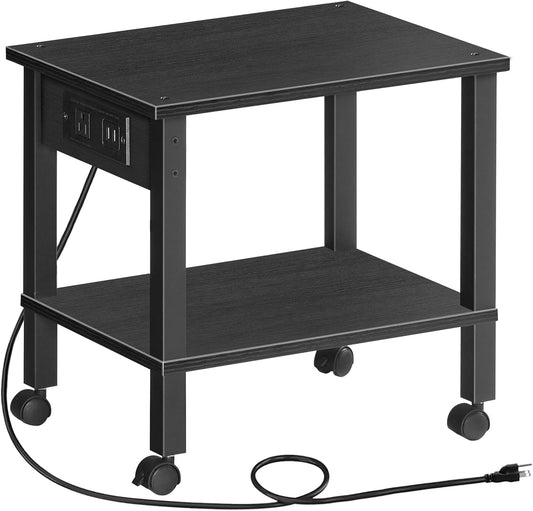 HOOBRO 2-Tier Printer Stand with Charging Station for Home Office