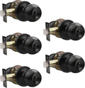 Knobonly Keyless 5 Pack Matte Black Privacy Door Knobs - Indoor Locks
