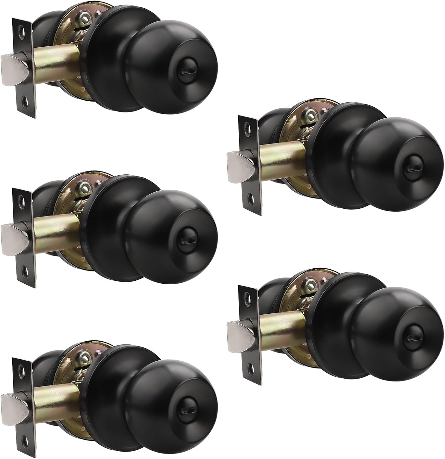 Keyless Bathroom Bedroom Door Knobs - Matte Black Privacy Set