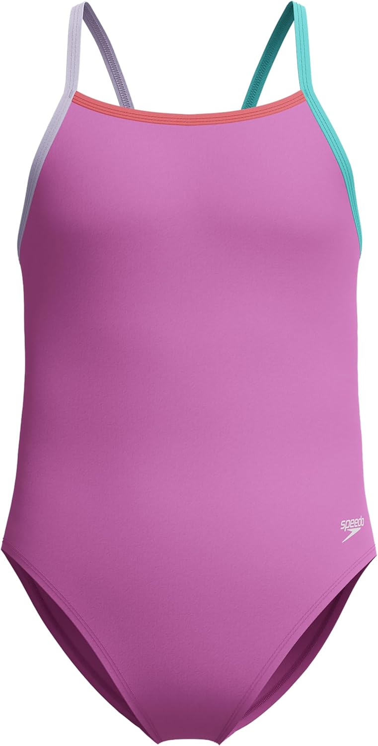 Speedo Girl's One Piece Swimsuit with Thin Straps for Comfort