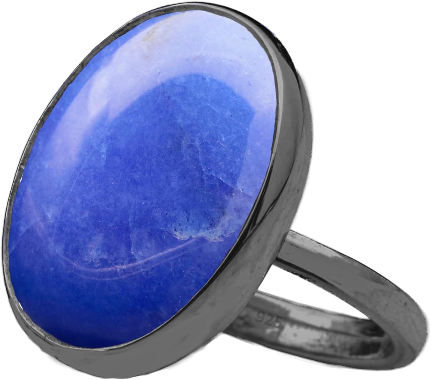 Natural Labradorite Crystal Ring in Black Oxidized Silver