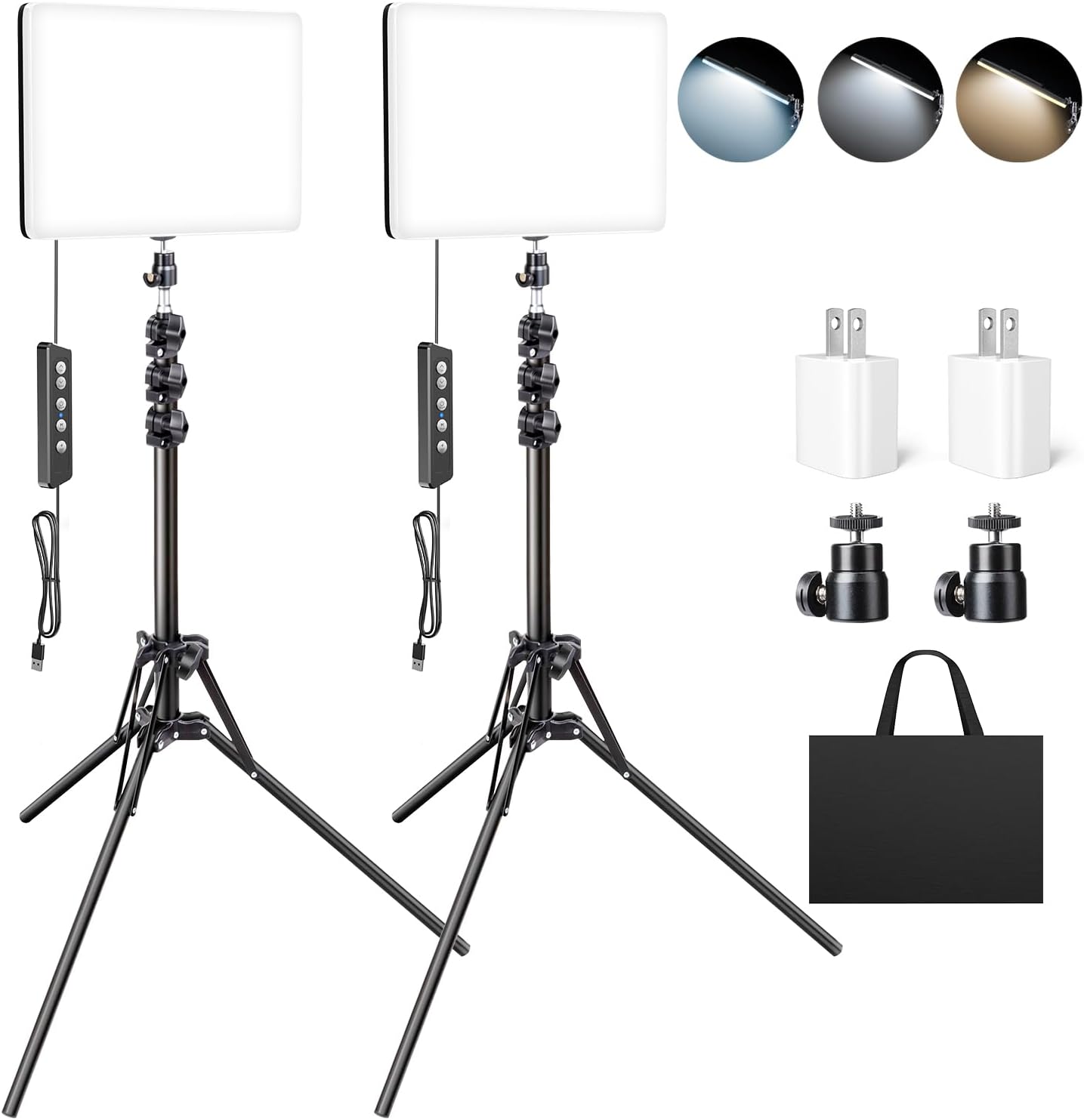 2 Pack LED Video Light Kit for Studio and Streaming Needs