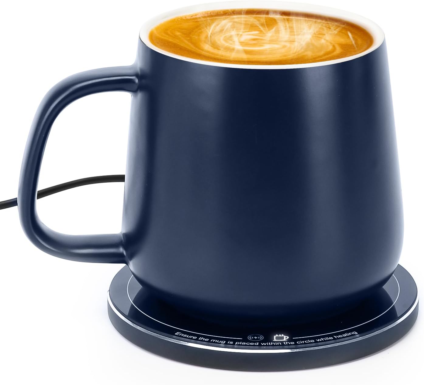 APEKX 2024 Upgraded Self-Heating Mug - Stable 130F Temp, Wireless Charging