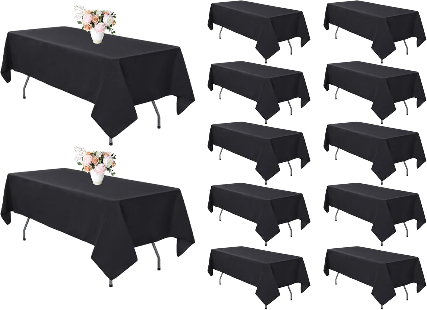12 Pack Black Tablecloths for 8 Foot Tables - Elegant & Durable