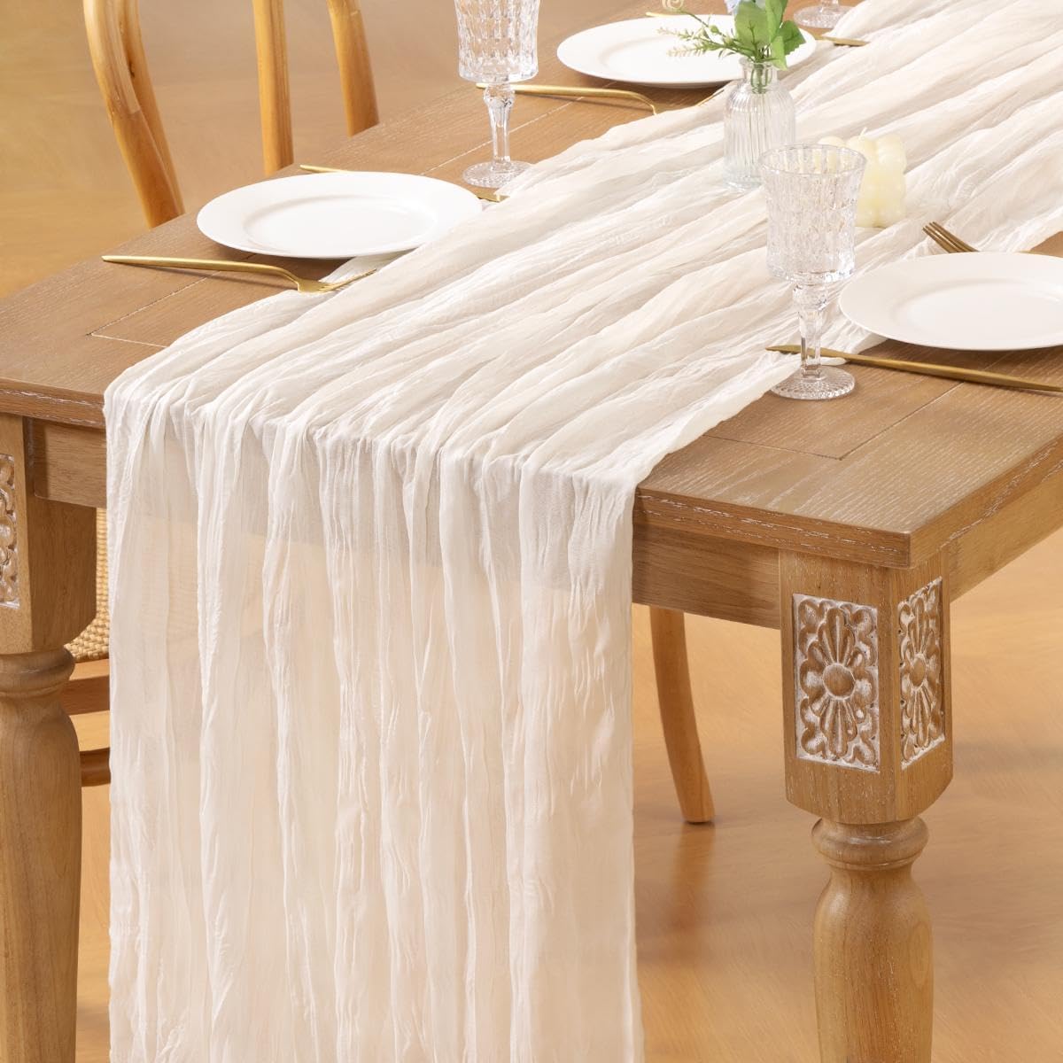 Ivory White Cheesecloth Table Runner for Weddings and Events
