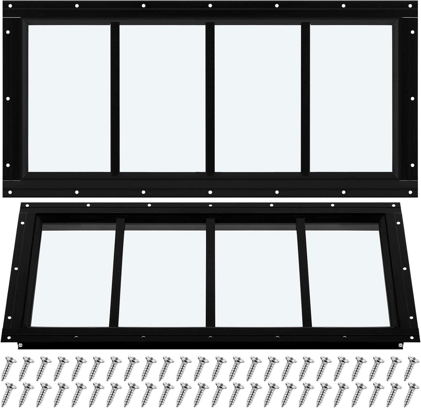 Tandefio 2 Pack 10in X 23in Black Flush Mount Shed Windows