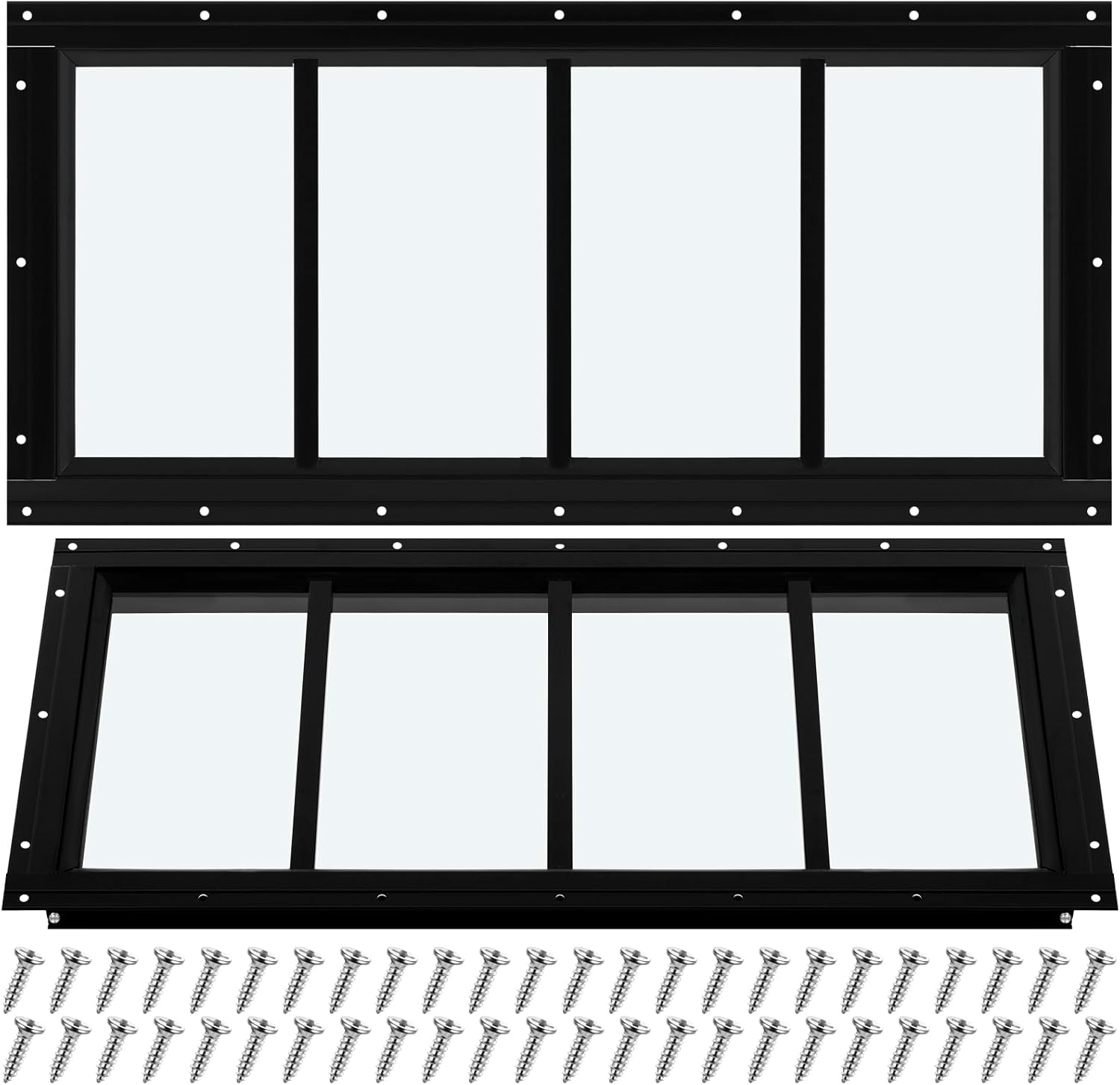 Tandefio 2 Pack 10in X 23in Black Flush Mount Shed Windows