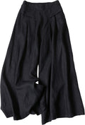 Women's Cotton Linen Culottes Pants - Wide Leg Capri Trousers
