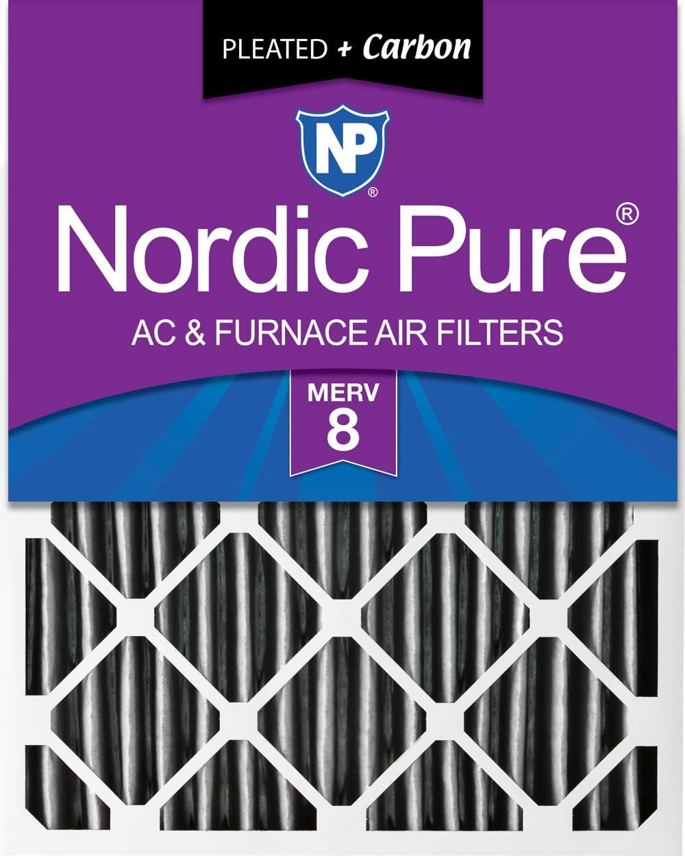 Nordic Pure 16x24x4 Pleated Plus Carbon Air Filters for Odor Control