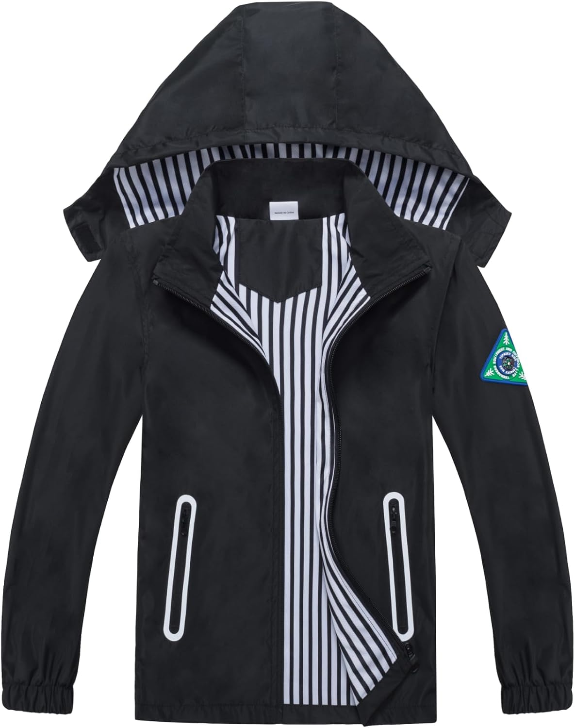 Boys Rain Jacket with Detachable Hood for Active Kids