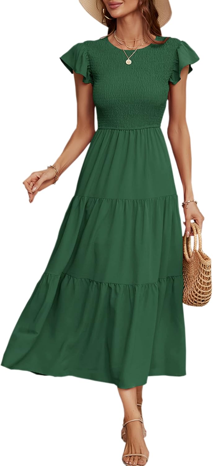 ECOWISH Women's Summer Dresses 2024 Elegant Wedding Guest Midi