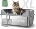 Stainless Steel Cat Litter Box for Big Cats with Lid and Scoop