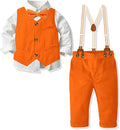 SANGTREE Boys Clothes Set Shirt with Bow Tie & Suspenders - Dressy