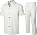 Men's 2 Piece Summer Relaxed Fit Walking Suit - Breathable Cuban Set
