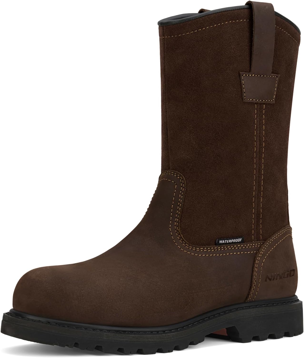 HISEA NINGO Mens Steel Toe Waterproof Wellington Work Boots