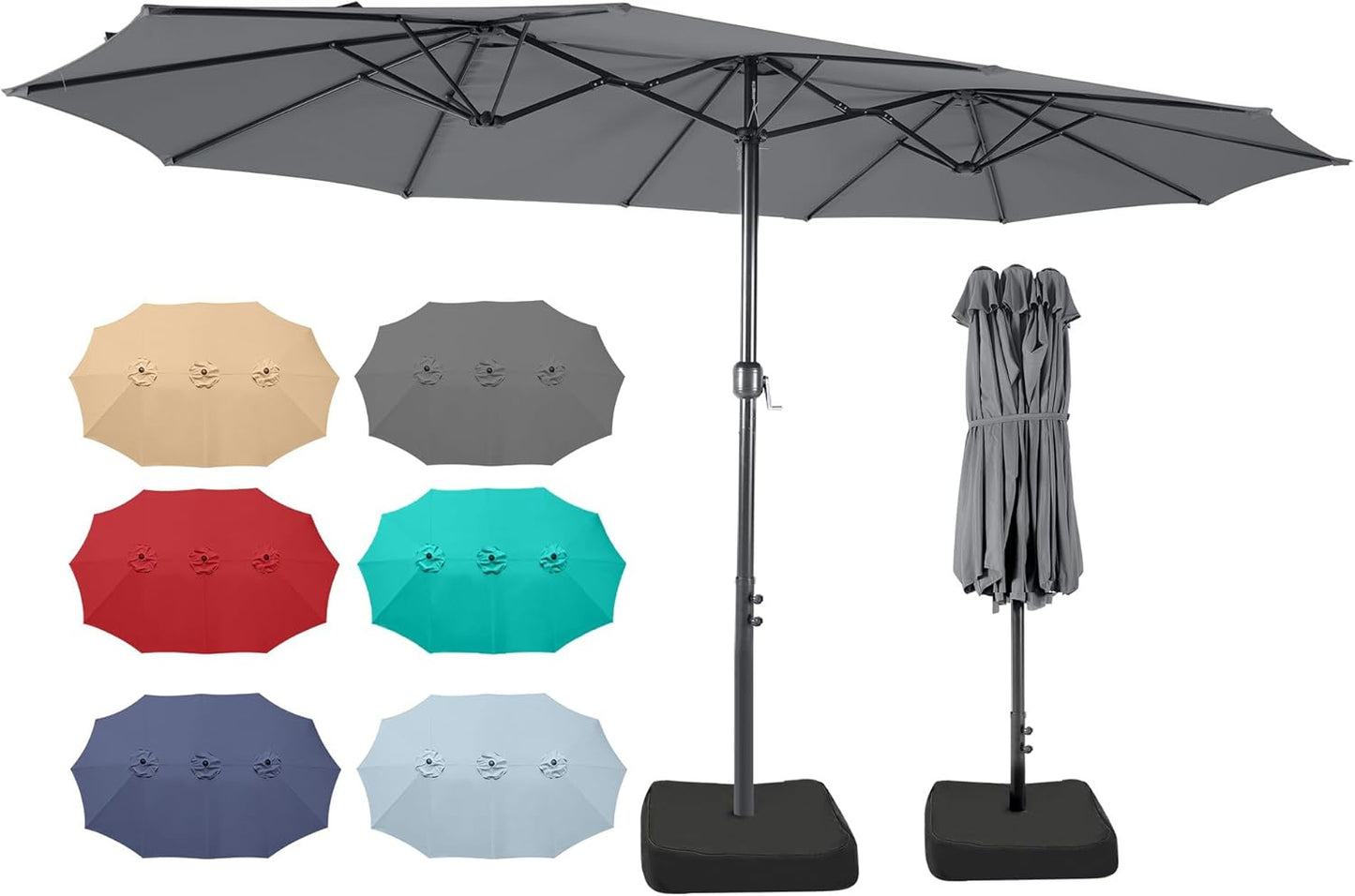 15ft x 9ft Double-Sided Patio Umbrella for Outdoor Spaces