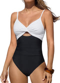 One Piece Swimsuit Twist Front Cutout - Flattering Ruched Fit Jewelry