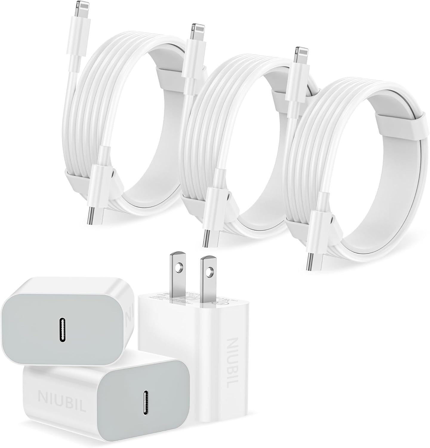 Fast Charge iPhone 14 - Niubil 3Pack USB-C + Lightning Cables