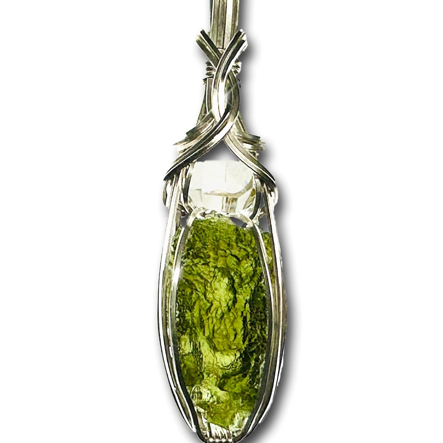Genuine Moldavite Crystal Necklace - High Vibration Healing Pendant