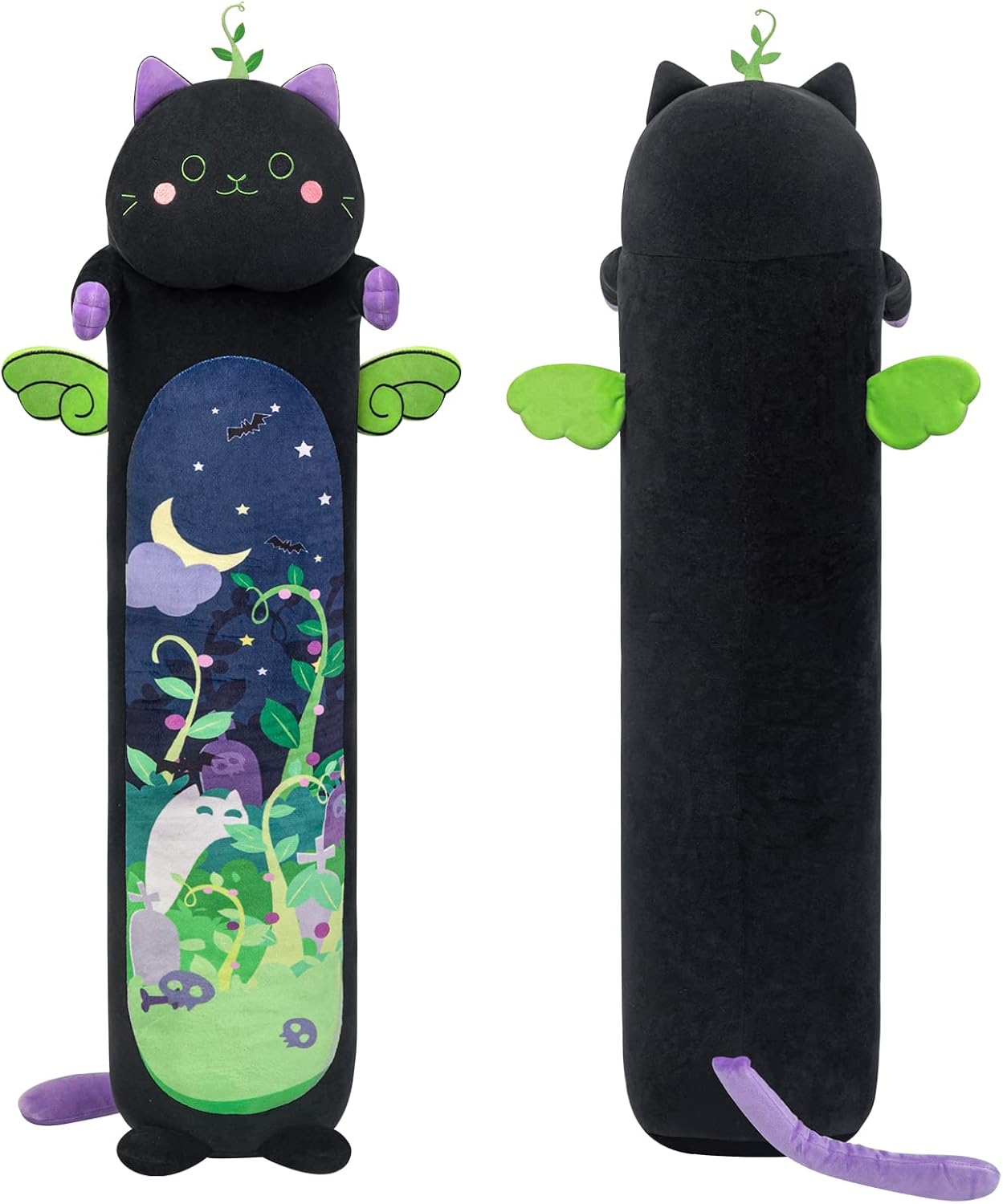 Long Cat Plush Body Pillow - Kawaii Cute Black Cat Stuffed Animal