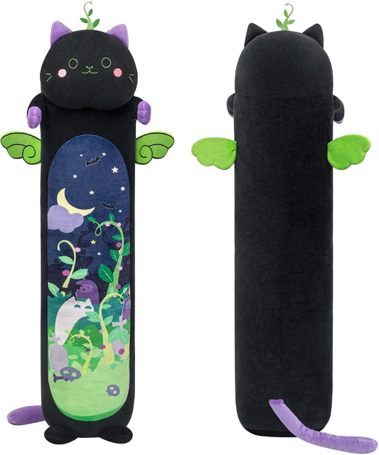 Long Cat Plush Body Pillow - Kawaii Cute Black Cat Stuffed Animal