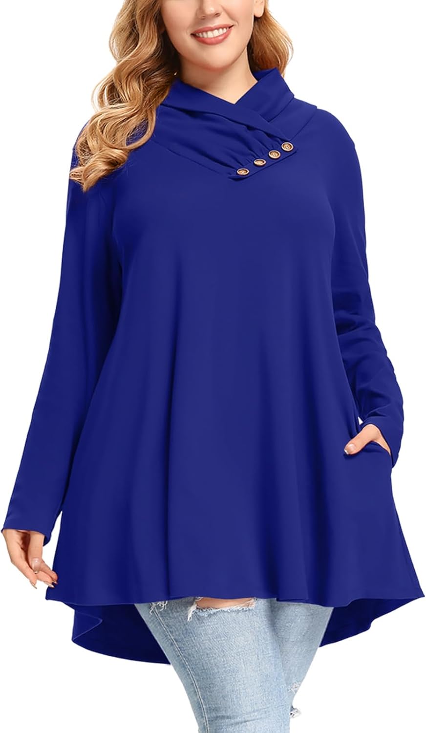 LARACE Cowl Neck Sweatshirts for Women Plus Size with Pockets