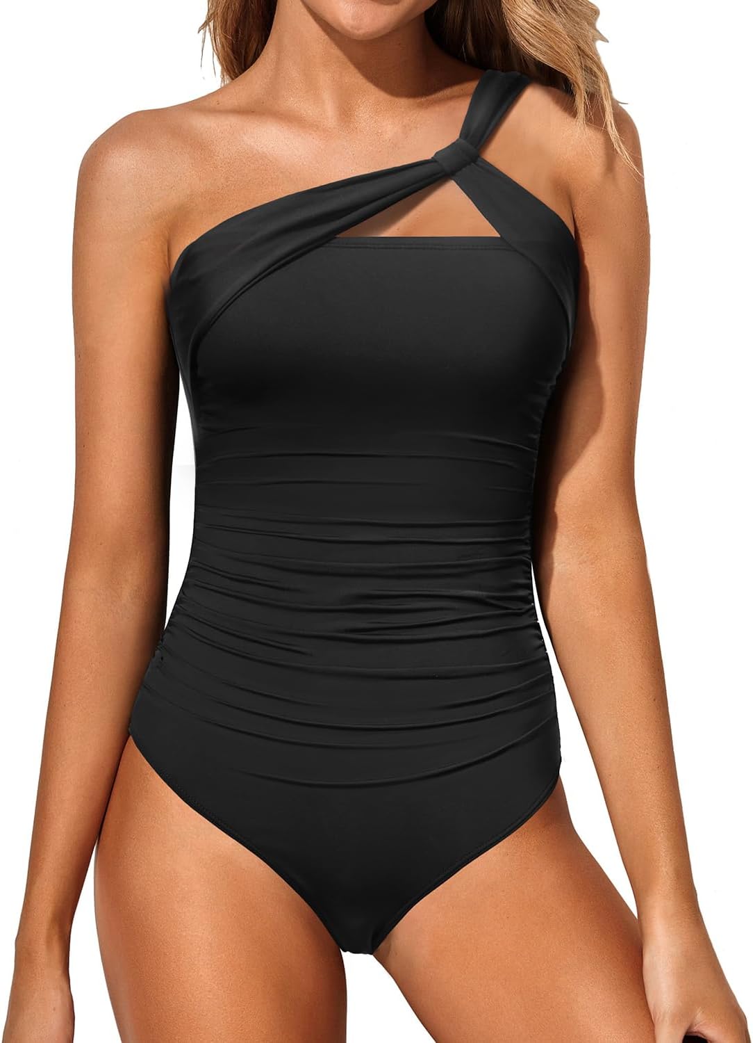 One Shoulder One Piece Swimsuit for Women with Tummy Control