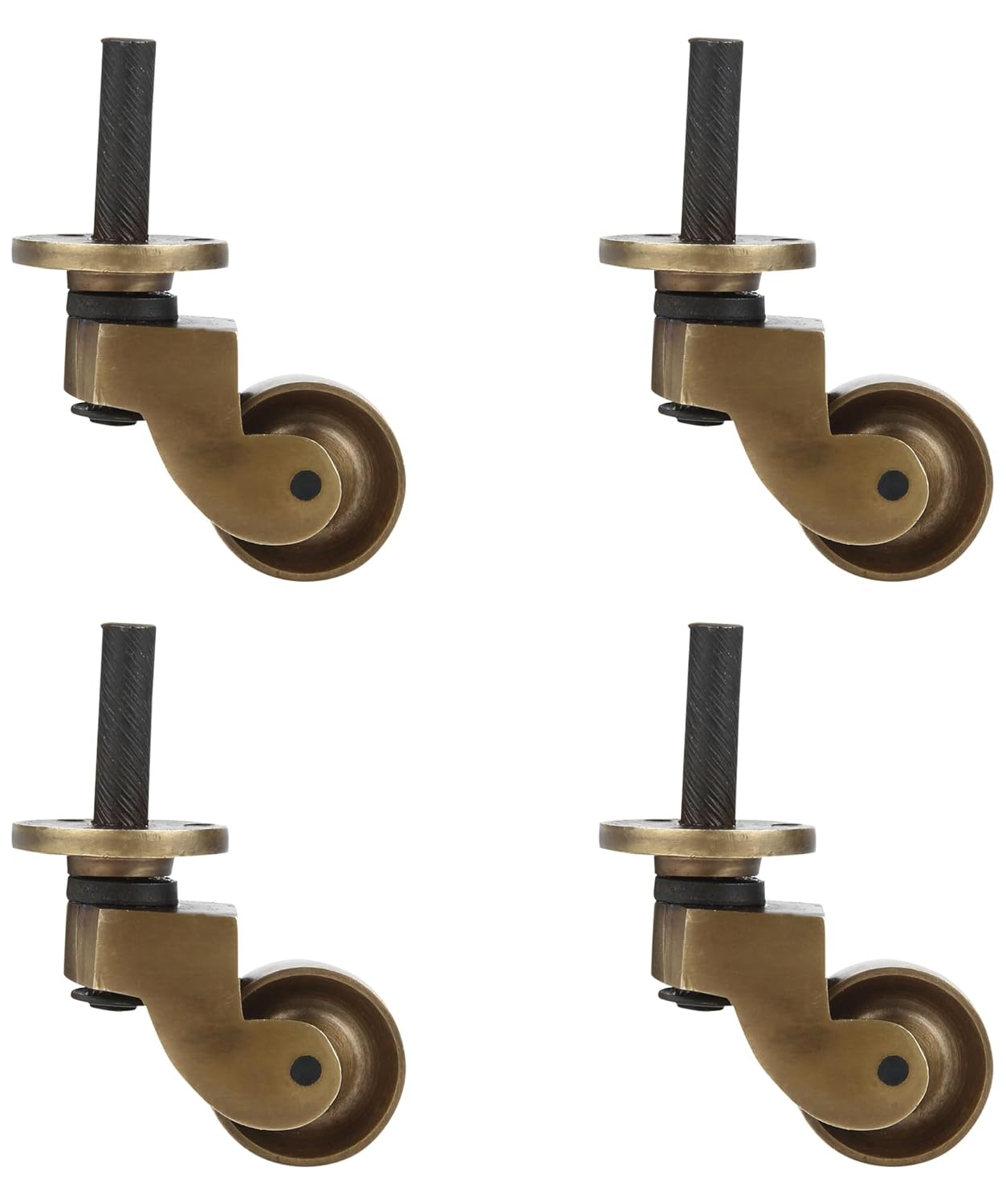 Set of 4 Heavy Duty Solid Brass Caster Wheels for Furniture