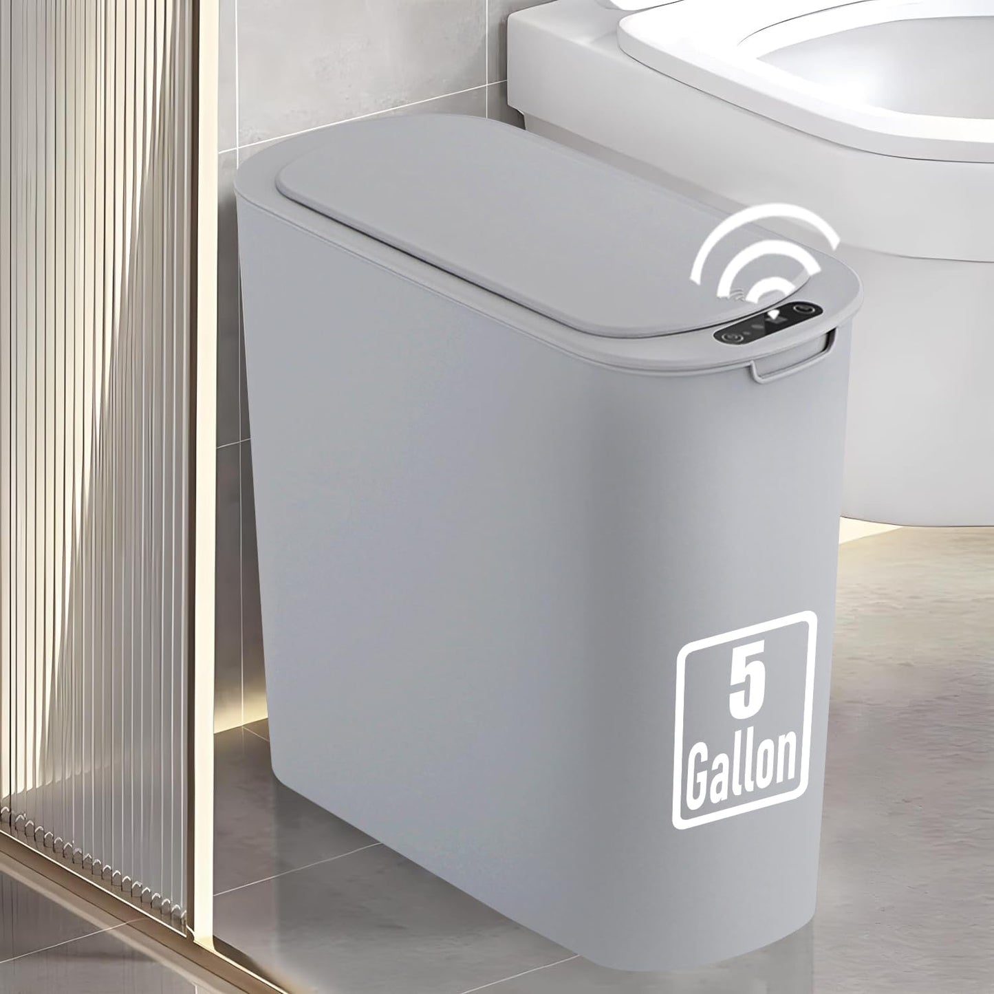 5 Gallon Motion Sensor Bathroom Trash Can with Lid for Home