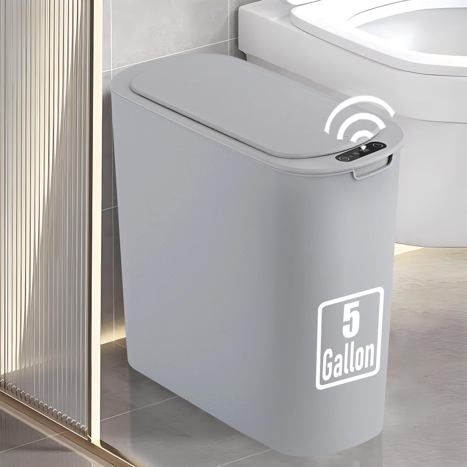 5 Gallon Motion Sensor Bathroom Trash Can with Lid for Home