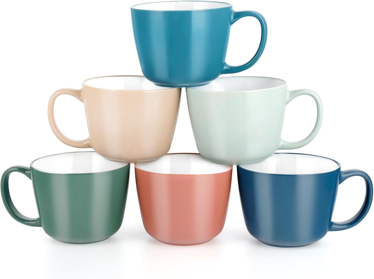 Large Ceramic Coffee Mugs Set of 6 for Men and Women