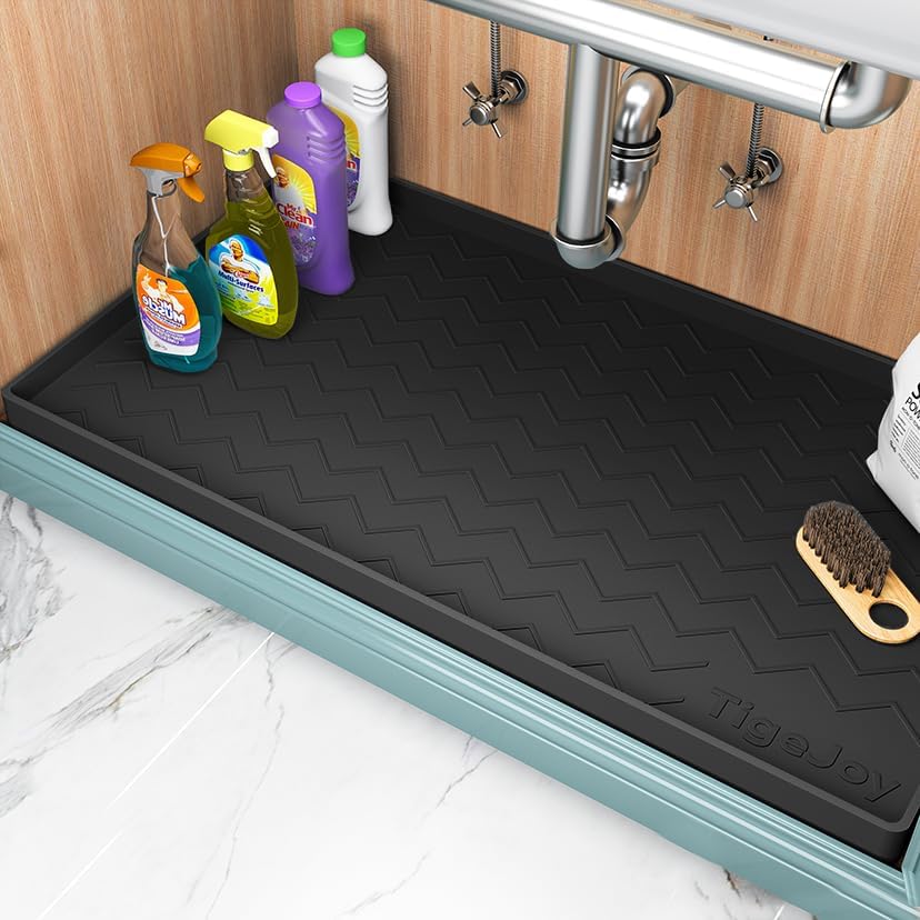 TigeJoy Under Sink Mat 37in x 22in - Waterproof Kitchen Protector