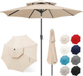 9ft Patio Umbrella 2-Tier Crank and Tilt - Durable UV Protection