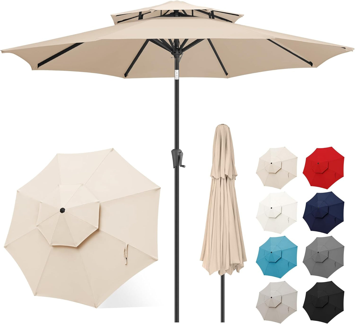 9ft Patio Umbrella with Tilt and Crank for Outdoor Shade