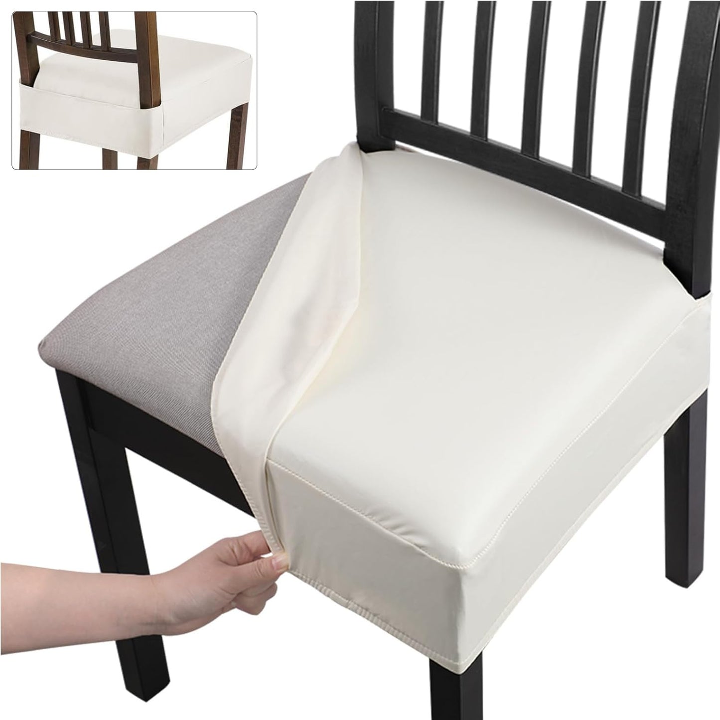Waterproof PU Dining Chair Seat Covers Set of 6 for Protection