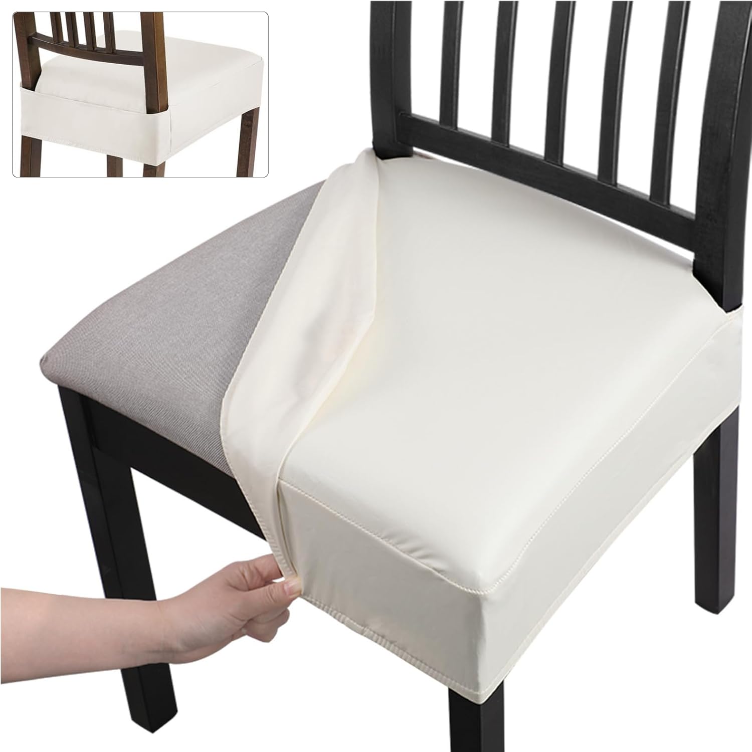 Waterproof PU Dining Chair Seat Covers Set of 6 for Protection