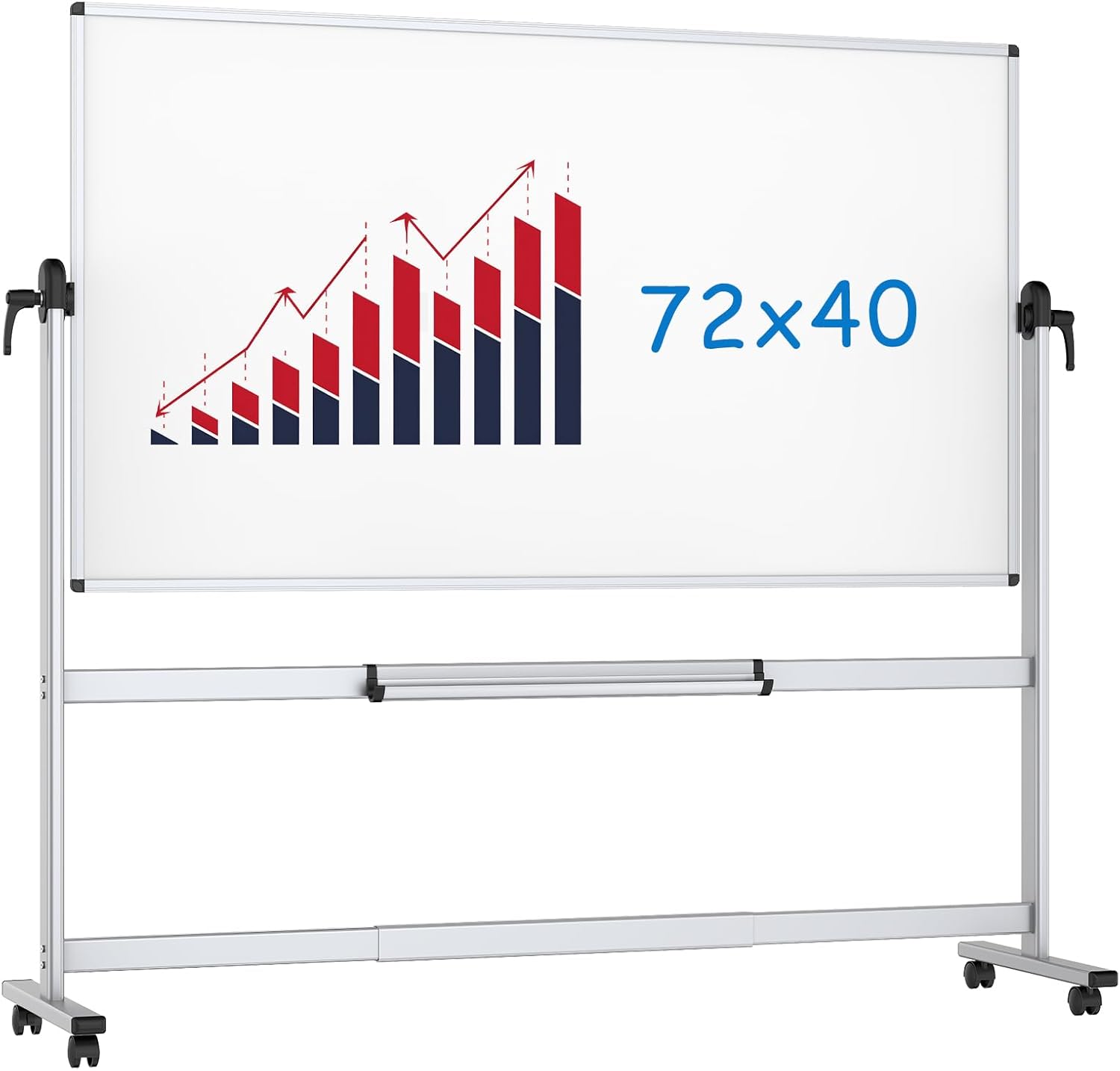 VIZ-PRO Double-Sided Magnetic Mobile Whiteboard for Offices