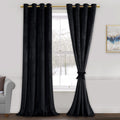 JIUZHEN Black Velvet Curtains 52 x 96 in - Thermal Blackout Drapes