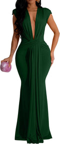 Memoriesea Women's Sleeveless Deep V Bodycon Maxi Dress - Elegant Fit