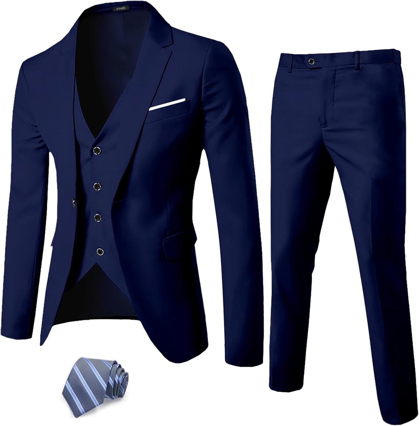 YND Men's Slim Fit 3 Piece Suit Set for Modern Elegance