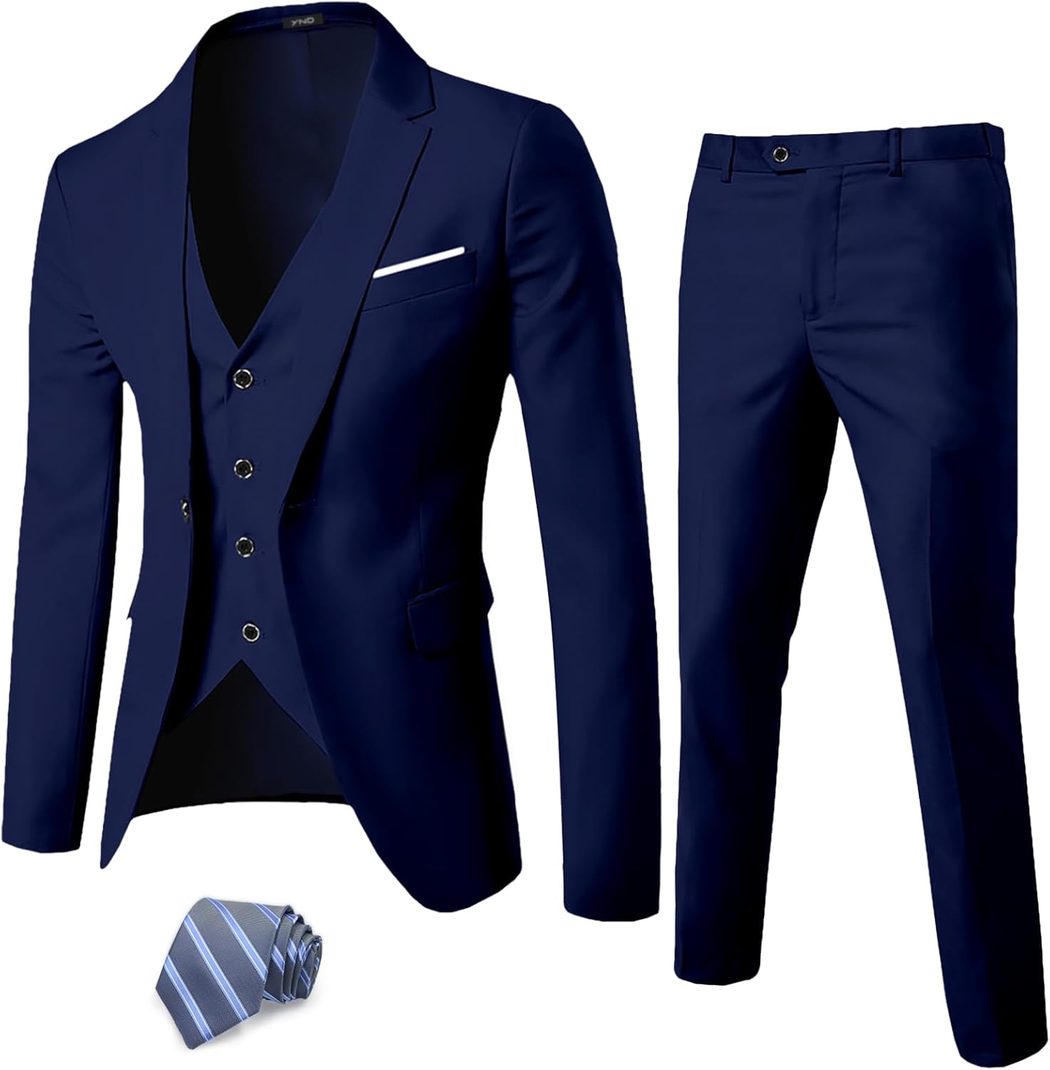 YND Men's Slim Fit 3 Piece Suit Set for Modern Elegance