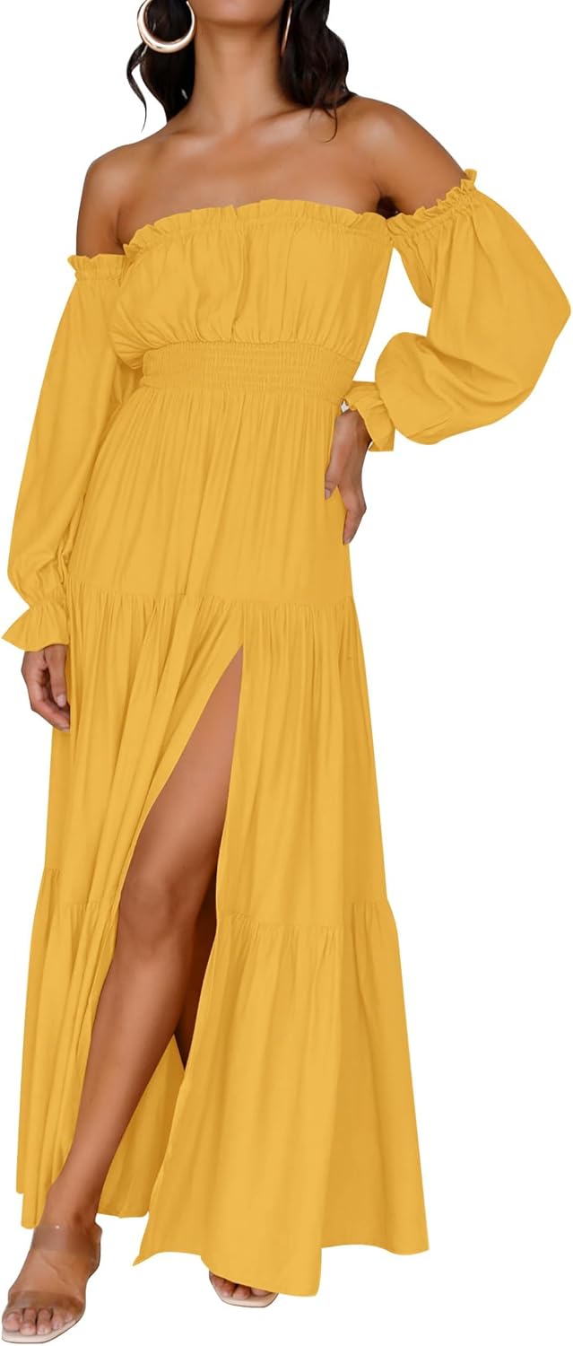 ZESICA Women's Boho Off Shoulder Maxi Dress for Every Occasion