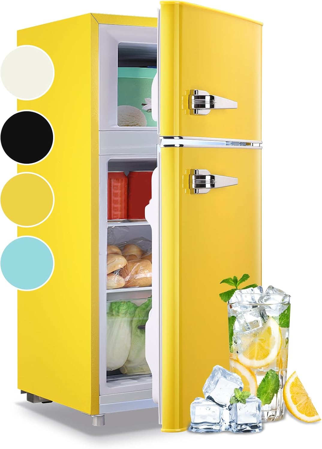 WANAI Retro Mini Fridge with Freezer for Home and Office Use