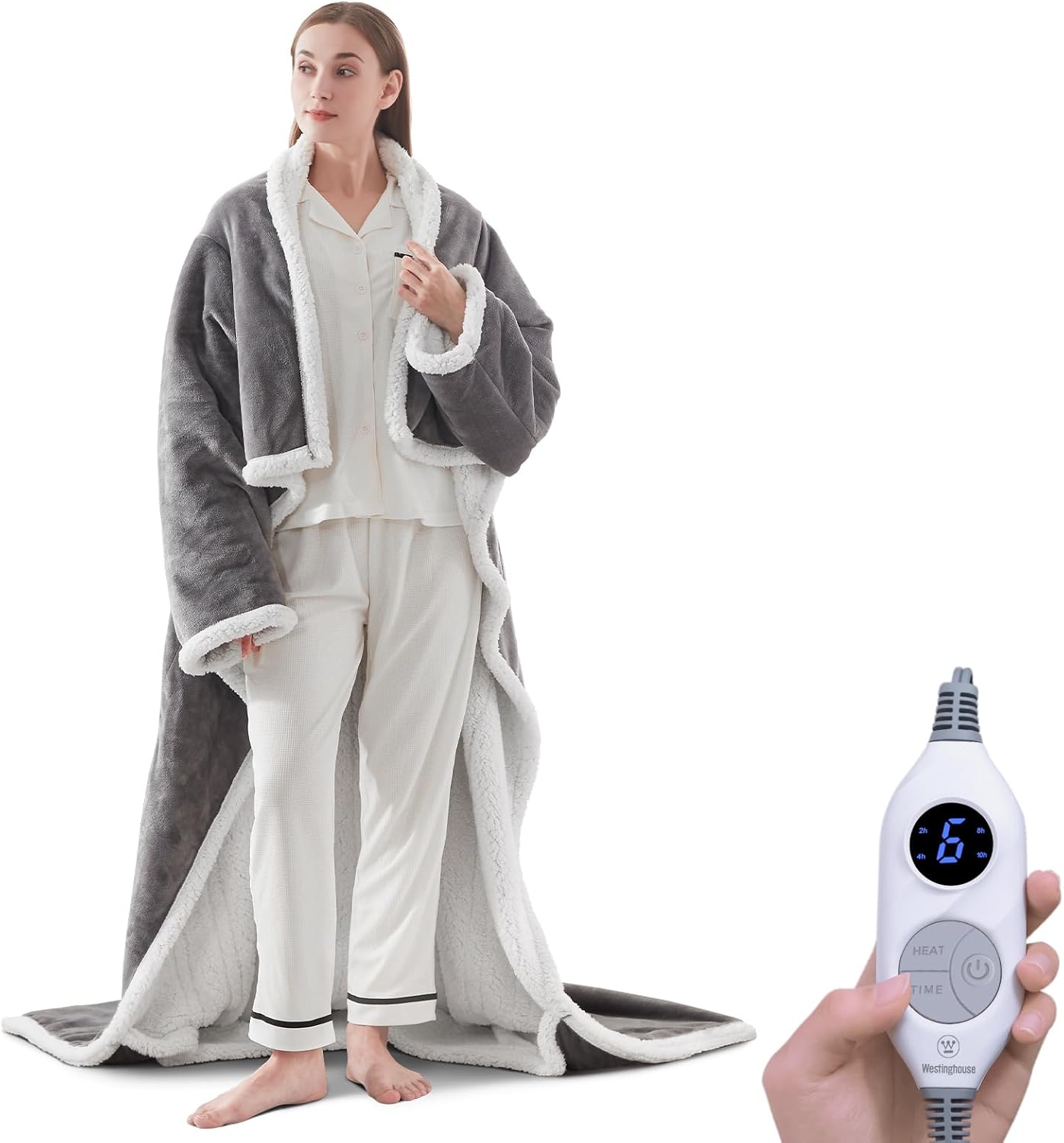 Westinghouse Heated Snuggle Throw Blanket with Foot Pocket