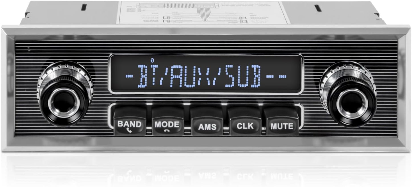 Retro Vintage Radio for Classic Vehicle - Bluetooth Car Stereo