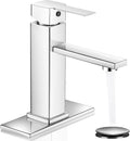 Chrome Bathroom Faucet Single Hole with Pop-Up Drain - Flexible