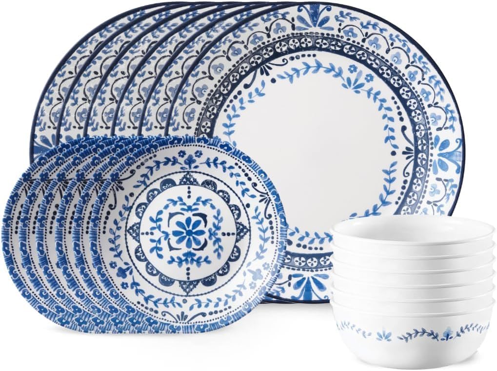 Corelle Vitrelle 18-Piece Dinnerware Set for 6, Portofino Style