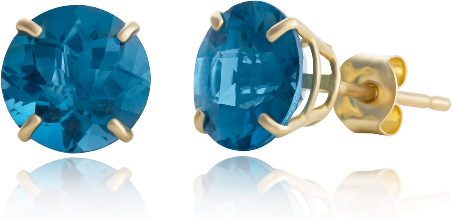 10k Gold 8mm Round Birthstone Stud Earrings for Women - Quality Style