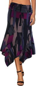 DJT Women's Flowy Handkerchief Hemline Midi Skirt - Black Midi/Maxi